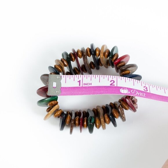Colorful Multi Color Stretch Bracelet - Wood Beads - Picture 5 of 6